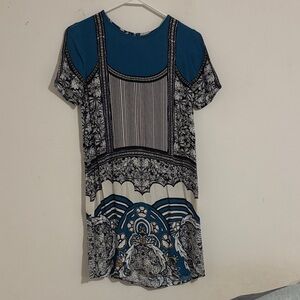 Express XS Dress floral Patterned Blue and Black Women's Top
